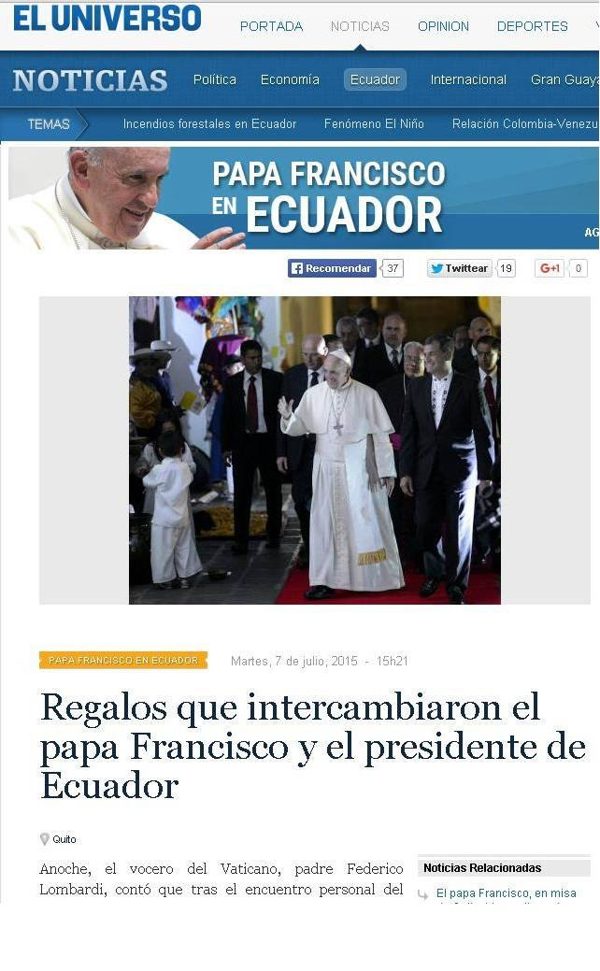 El Universo, diario nacional, 7 de julio de 2015